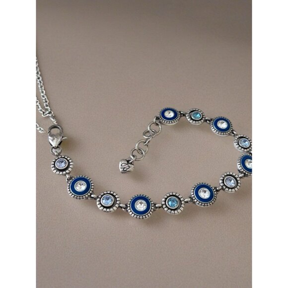 Brighton Halo Eclipse Bracelet Style JF4683 Silver & Blue without Tags Crystals - Picture 5 of 8